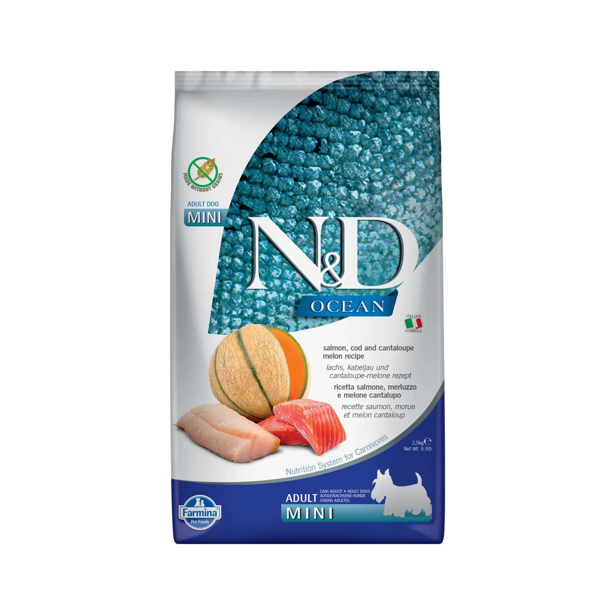 Farmina N&D Ocean Adult Mini Cibo per cani - Salmone, merluzzo e melone