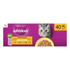 Whiskas 1+ Cibo Umido - Selezione di Pollame in Gelatina